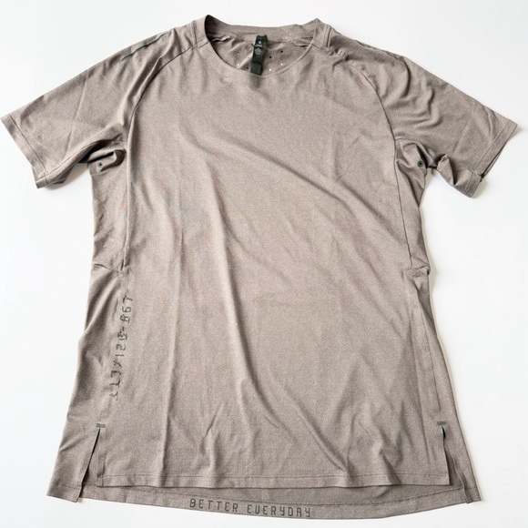 Lululemon Textured Training Short Sleeve Shirt Taupe Large - Picture 1 of 7